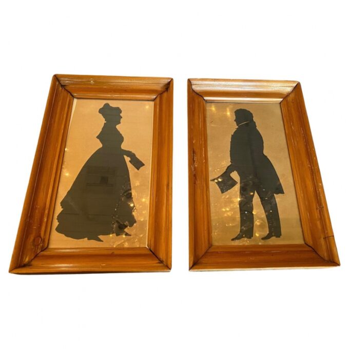 Wall decoration Art Pair Silhouettes Black Framed Antique Los Angeles gallery