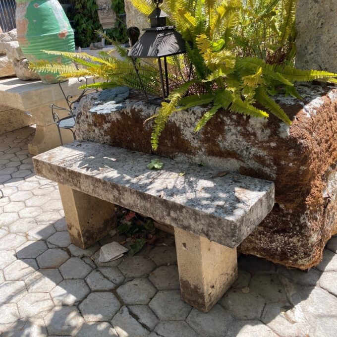Hand Carved Stone Garden Furniture Farm Bench Seat Antiques Los Angeles Dealer - Image 2