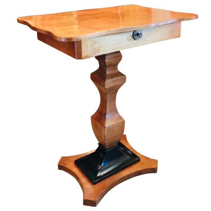 Side or Entry table Biedermeier Fruitwood blonde & black wood night stand LA CA