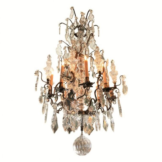 Large Baccarat Crystal Antique Chandelier Dining ceiling 8 light fixture pendant