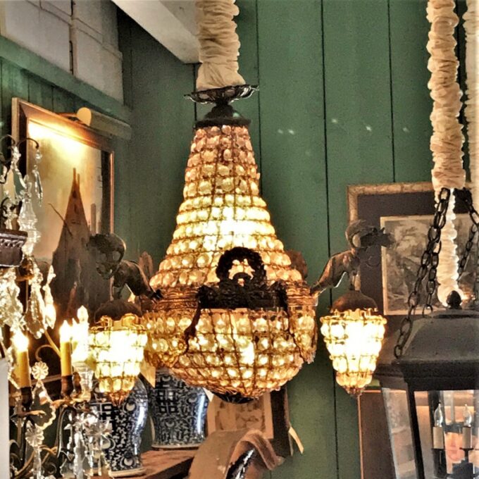 Antique Crystal Hanging Chandelier Entry kitchen library Ceiling Light Pendant - Image 2