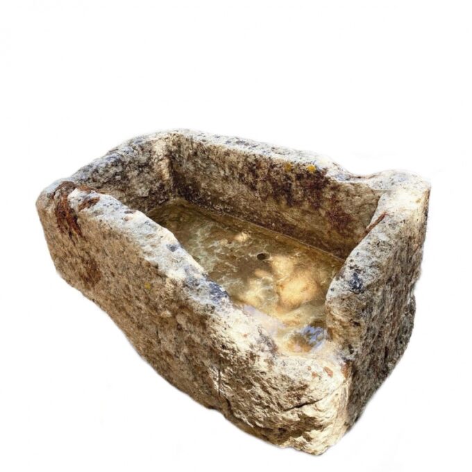 Rustic Hand Carved Stone Container Jardinière Trough Basin Planter Antique Farm
