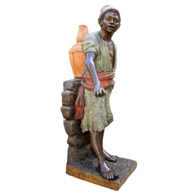 GOLDSCHEIDER Blackamoor Statue POLYCHROME-PAINTED TERRACOTTA BUST OF A Black Boy