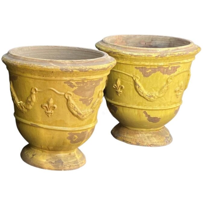 Yellow Anduze Jardiniere planter Terracotta