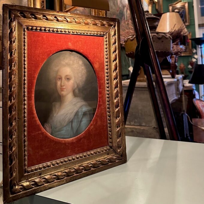 Portrait of a Lady Pastel 19th C. British School Antiques Los Angeles gilt wood - Image 2