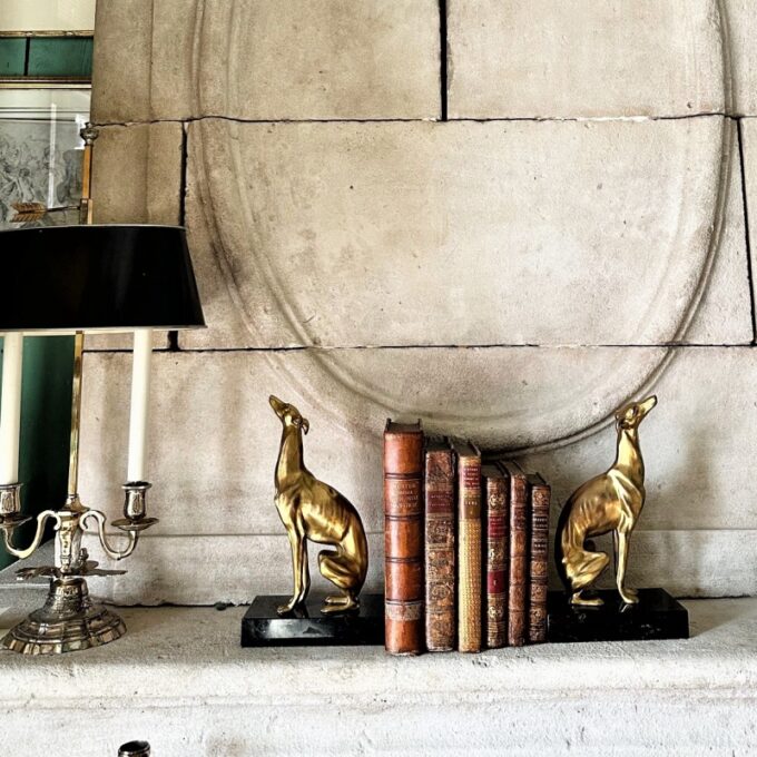 Dog Greyhound Bookends Sculptures on Marble Base Style Art Deco silvered Bronze - Image 3