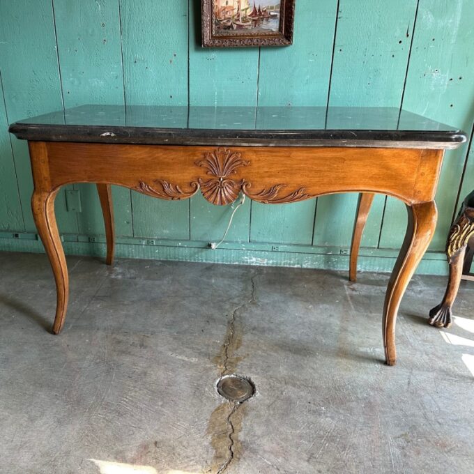 Exceptional 18th C. Office Desk Center Table Console Hand Carved Wood & Stone CA - Image 2