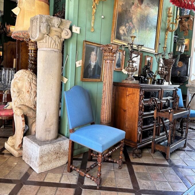 Pair 17th Century Louis XIII Period Dining Room side hallway Chairs hand carved - Image 2