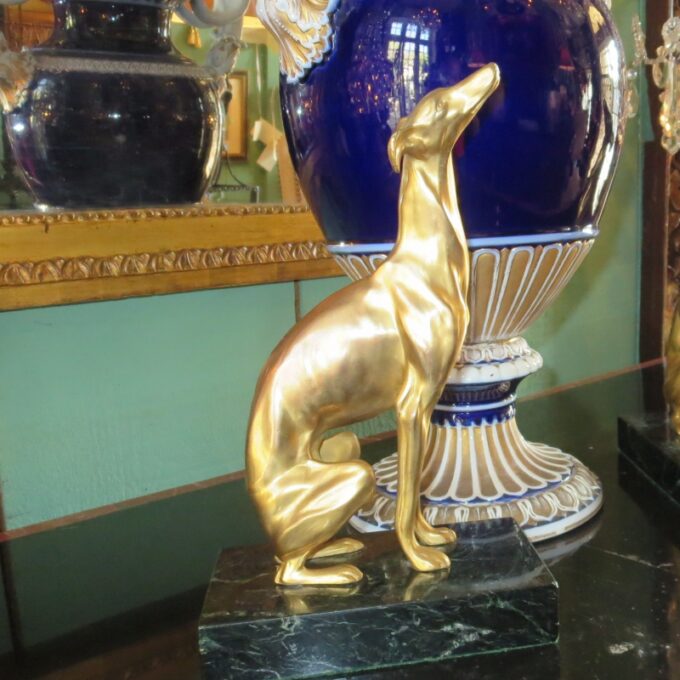 Pair Art Deco Bronze Of Greyhounds - Image 2