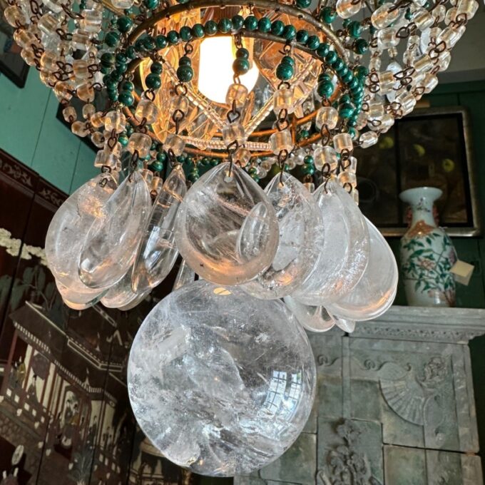 18th C. Italian Rock Crystal 8-Light Chandelier hanging Ceiling pendant light LA - Image 2