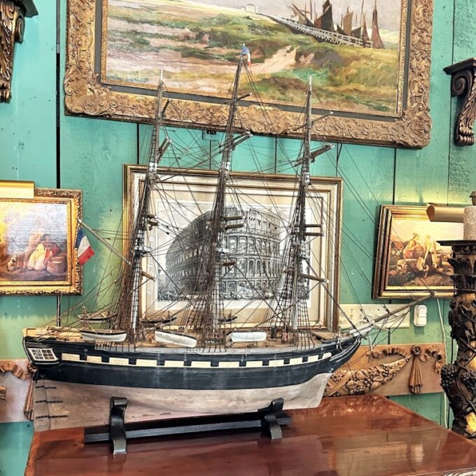 Hand carved Wood Model Sailing Ship model Margaret Sculpture center piece LA CA - Image 2