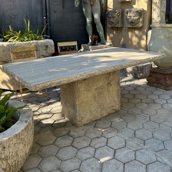Large Reconstituted Stone Garden Outdoor Indoor dining Table Farm Rustic Antique - Image 3