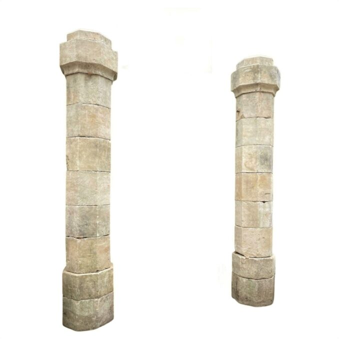 Hand Carved Stone Garden Pillars Columns Posts & Base Pedestal Dealer LA