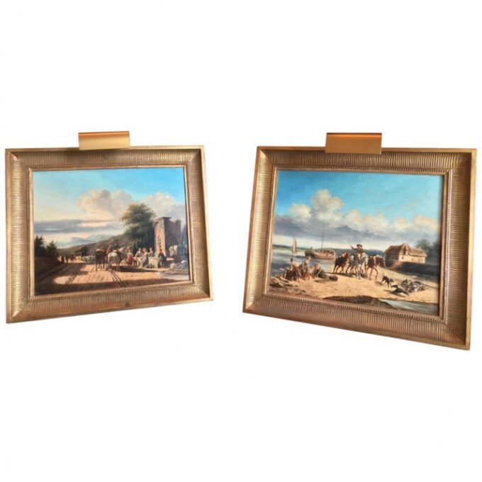 Oil Paintings by Philippe Budelot French, 1770-1829 Old Master Landscapes, Pair