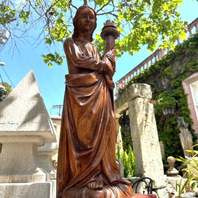 Hand Carved Wood Figure Sculpture Angel Statue Antiques Los Angeles California - Image 2
