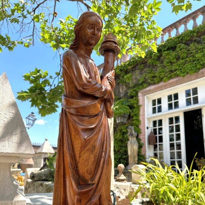 Hand Carved Wood Figure Sculpture Angel Statue Antiques Los Angeles California - Image 3