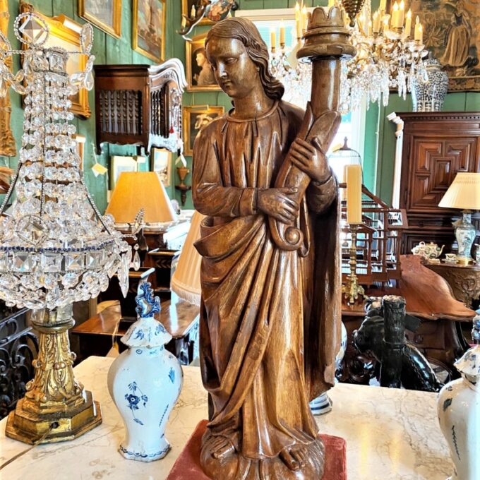 Hand Carved Wood Figure Sculpture Angel Statue Antiques Los Angeles California - Image 4