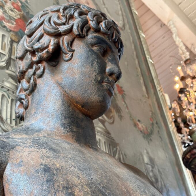Mounted Large Bust God of Beauty Cast Study Of Antinous in Roman Style Sculpture - Image 3