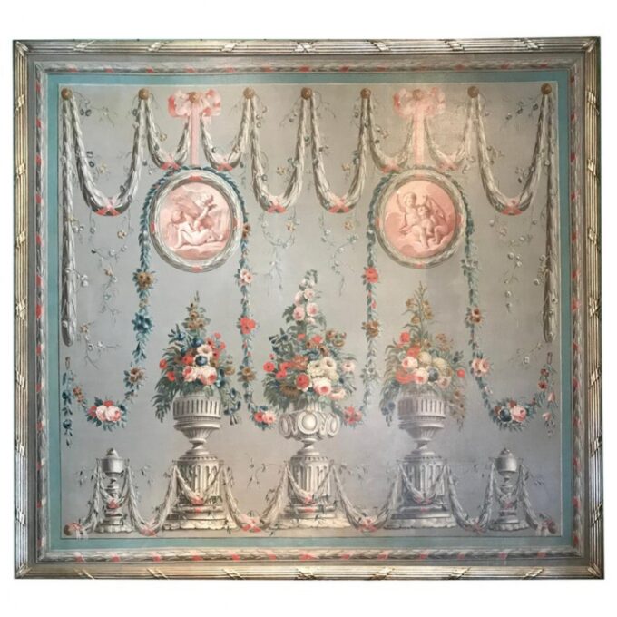 Pair of 18th Century Very Large Oil on Canvas Panels framed Wall mount Art LA CA
