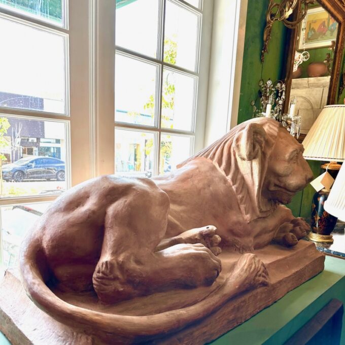 Rare Pair French Retour D'egypt Terracotta Lions Sculptures Statues Los Angeles - Image 3