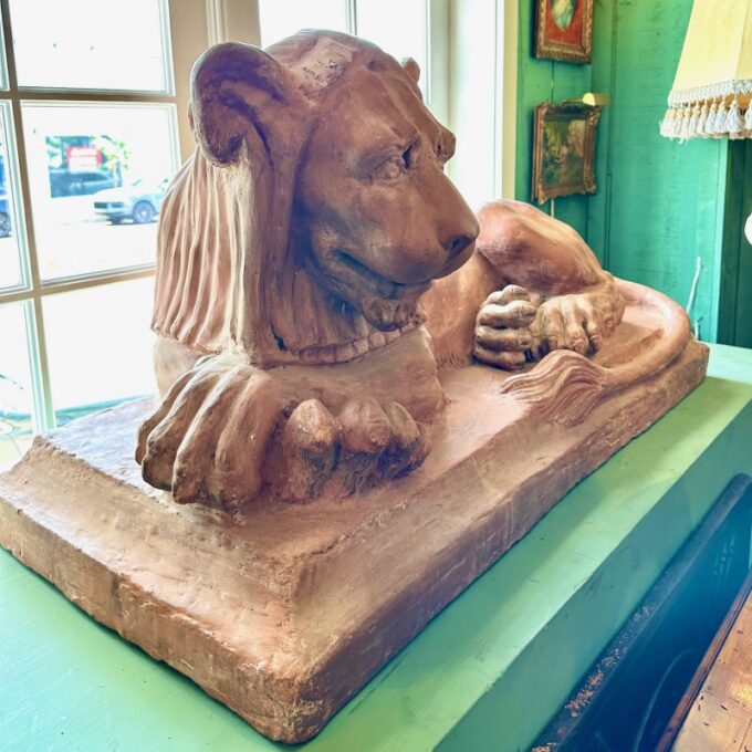 Rare Pair French Retour D'egypt Terracotta Lions Sculptures Statues Los Angeles - Image 4