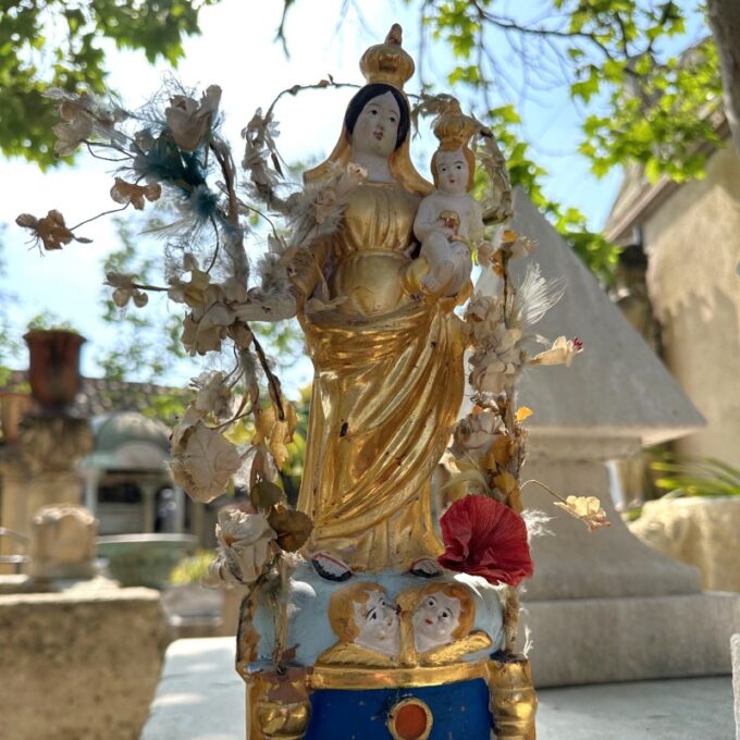 19th C. Santos Hand made statue Virgin Mary and child Antiques Los Angeles CA LA - Image 2