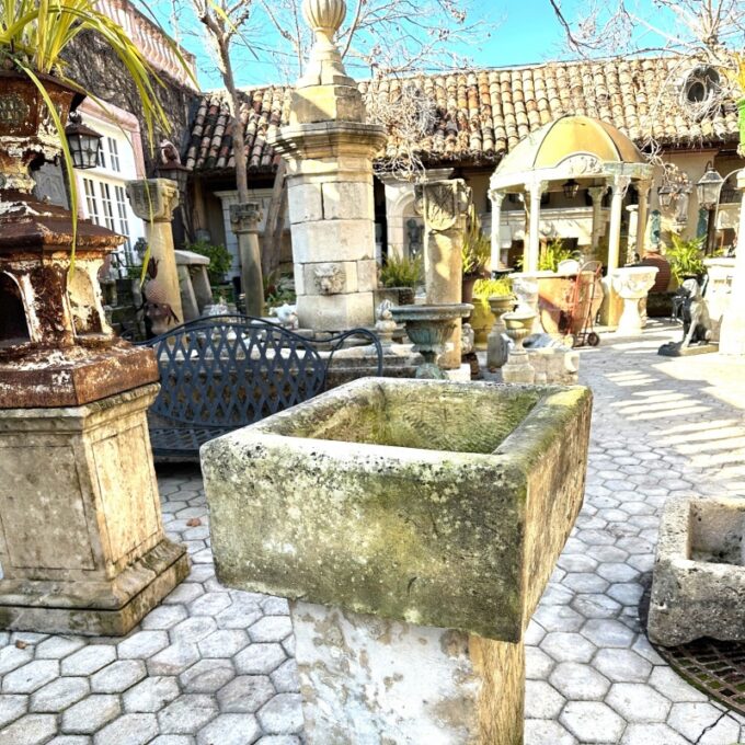 Farm Sink Hand Carved Stone Container Fountain Trough Basin Planter Antique LA - Image 3