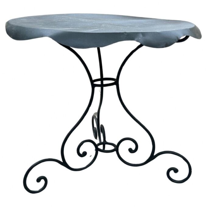 Large Rustic 19th Century Round Iron & Zink Garden Patio Coffee side Table LA CA