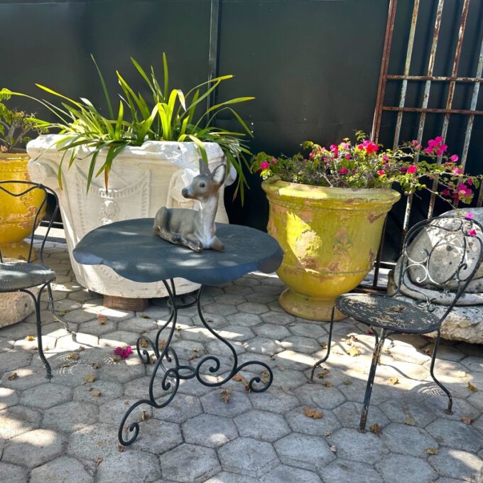 Large Rustic 19th Century Round Iron & Zink Garden Patio Coffee side Table LA CA - Image 2