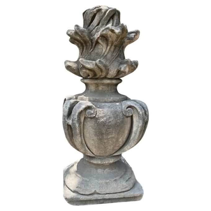 18th C. Hand Carved Stone Finial Decorative Architectural Element Antique Flame