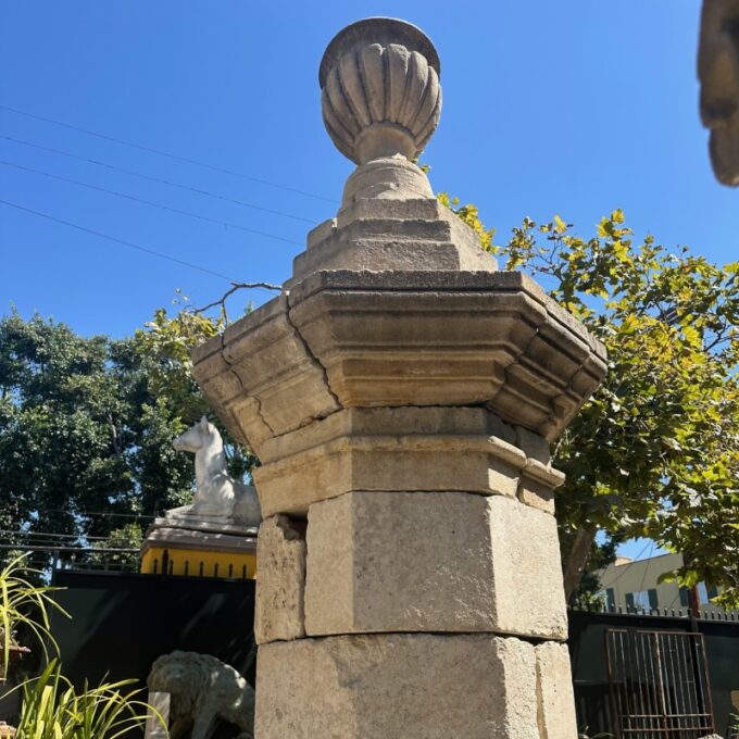 Huge Carved Stone Center Water Fountain Column Spout Basin Architectural Element - Image 4