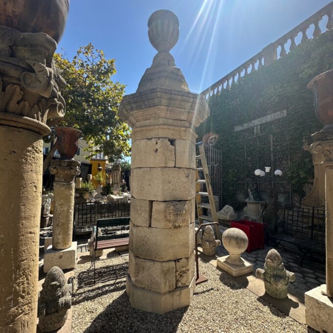 Huge Carved Stone Center Water Fountain Column Spout Basin Architectural Element - Image 7
