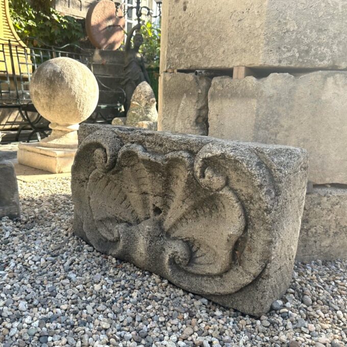 Hand Carved Stone Fountain Head Spout backsplash Rustic wall Mount Seashell CA - Image 3