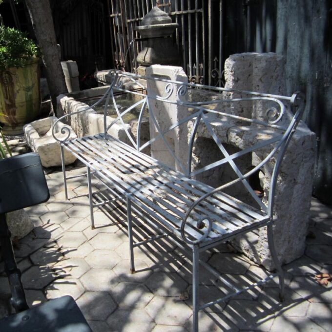 Early 20th C. Iron Garden Bench - Image 2