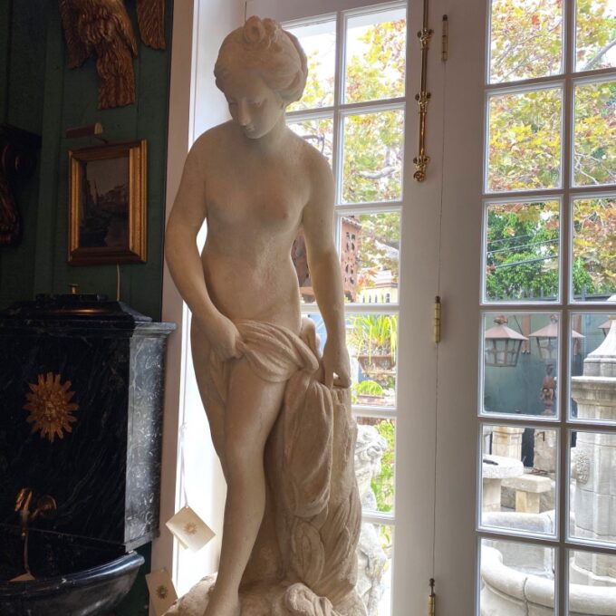 Pair 18th C. Statues Life Size Figures of Women Maiden Sculptures At Bath Stone - Image 4