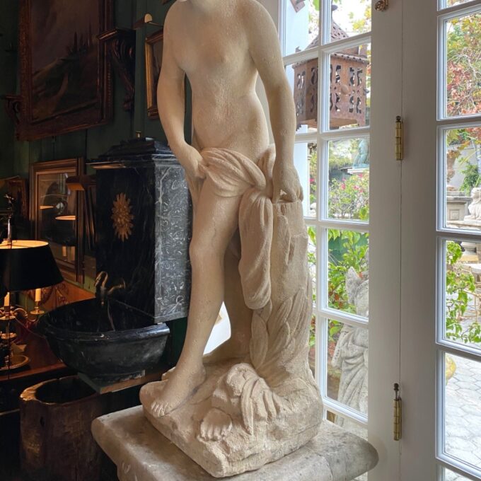 Pair 18th C. Statues Life Size Figures of Women Maiden Sculptures At Bath Stone - Image 5