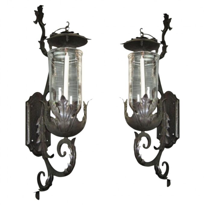 Hand Made Wall Mount Garden Lantern Sconce Candle holder Crystal Hurricane Light
