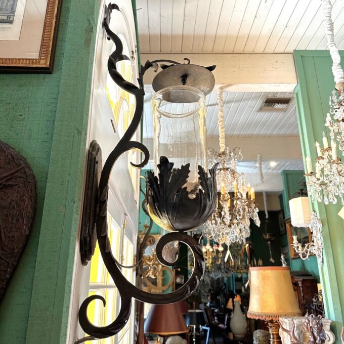 Hand Made Wall Mount Garden Lantern Sconce Candle holder Crystal Hurricane Light - Image 2