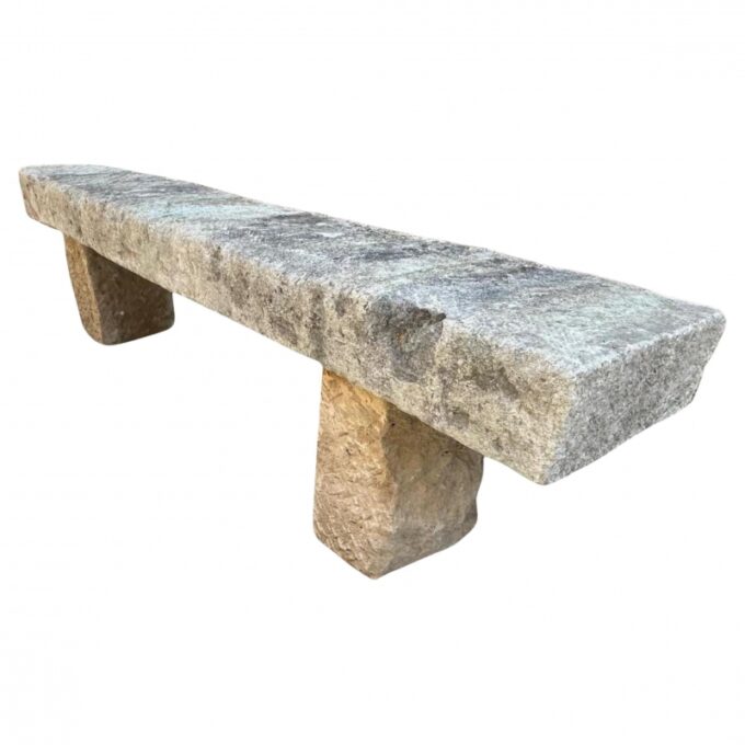 Hand Carved Stone Rustic park Garden Bench Seat antique indoor outdoor LA CA