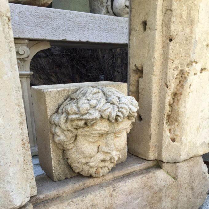 Hand Carved Stone fountain Head wall mount Sculpture spout water feature antique - Image 2