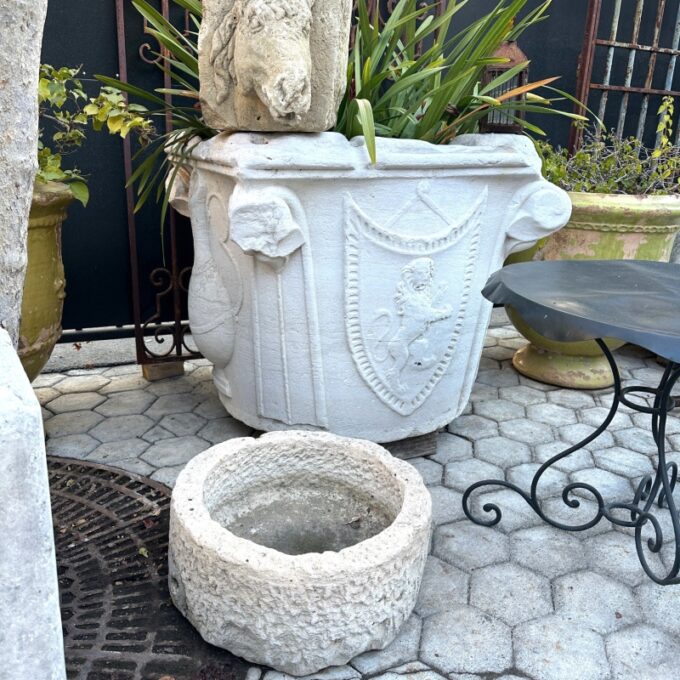 Hand Carved Stone Container Planter Jardinière Basin Fountain Trough Antiques LA - Image 3
