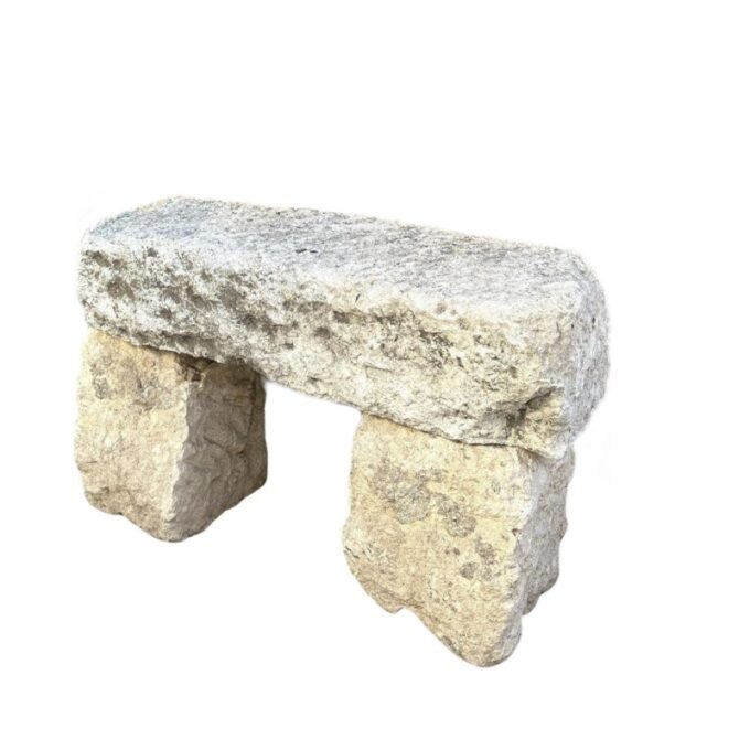 Hand Carved Stone Rustic Park Garden Bench Seat Decorative Element Farm Winery