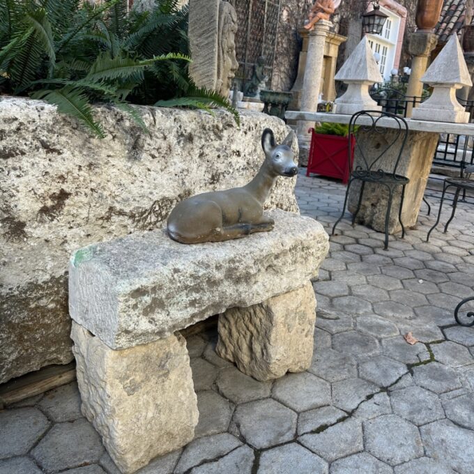 Hand Carved Stone Rustic Park Garden Bench Seat Decorative Element Farm Winery - Image 2