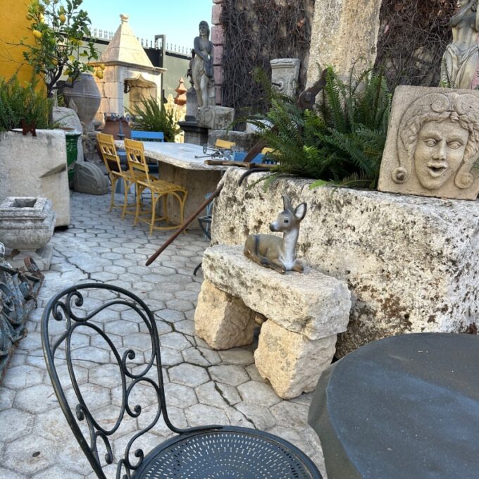 Hand Carved Stone Rustic Park Garden Bench Seat Decorative Element Farm Winery - Image 5