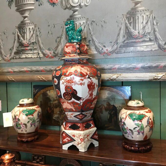 Large 19th C. Imari Temple Jar. center piece Cover vase on a Stand Antiques LA - Image 2