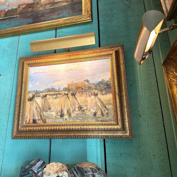 Painting Oil on Canvas Haystack Harvest Landscape & Light & Color Antiques LA CA