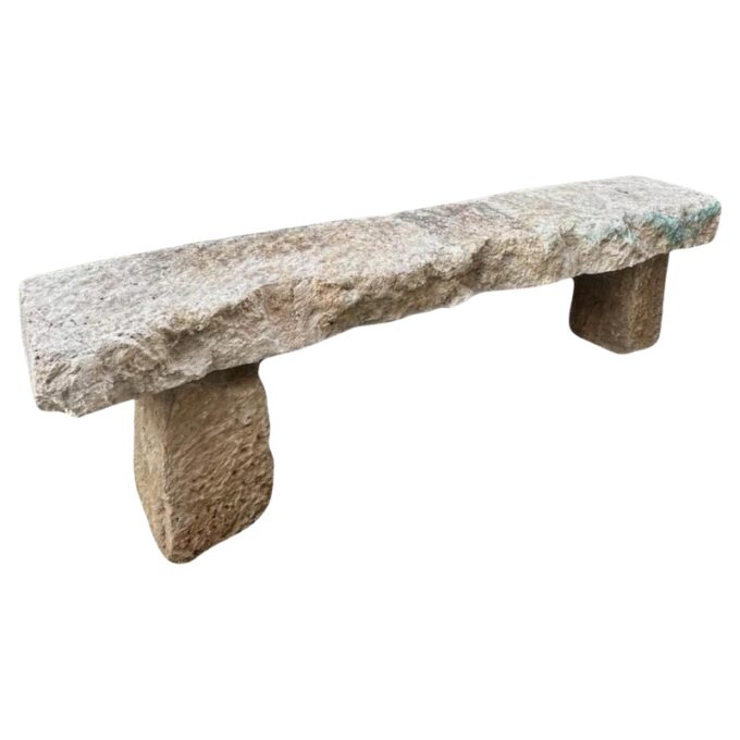 Hand Carved Stone Rustic park Garden Bench Seat antique indoor outdoor LA CA
