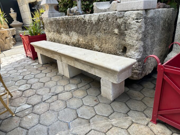 TWO Hand Carved Stone Rustic Garden Bench Seat Antique Indoor Outdoor Landscape