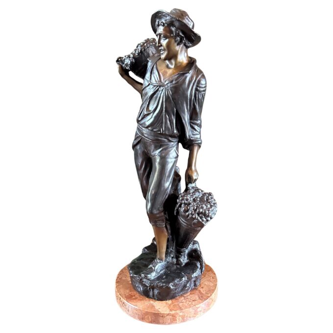 Mounted Sculpture Bust Bronze on Marble Base Bibelot Decorative Center Art Piece