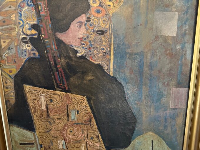 Austrian Painting Portrait Of lady oil on canvas Signed Gustav Klimt Framed Art